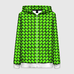 Толстовка на молнии женская Зелёные лепестки шестиугольники, цвет: 3D-белый