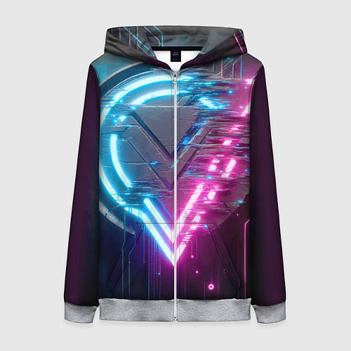 Женская толстовка на молнии Neon geometric abstraction - ai art / 3D-Меланж – фото 1