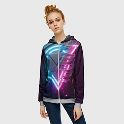 Толстовка на молнии женская Neon geometric abstraction - ai art, цвет: 3D-меланж — фото 2
