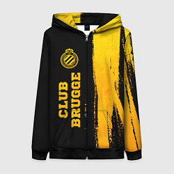 Толстовка на молнии женская Club Brugge - gold gradient по-вертикали, цвет: 3D-черный