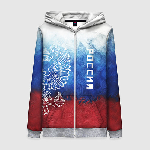 Женская толстовка на молнии Герб России и флаг / 3D-Меланж – фото 1