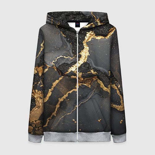 Женская толстовка на молнии Золото и черный агат / 3D-Меланж – фото 1