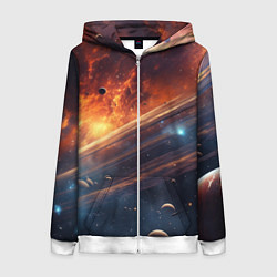 Толстовка на молнии женская Млечный путь космос, цвет: 3D-белый