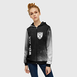 Толстовка на молнии женская West Ham sport на темном фоне вертикально, цвет: 3D-черный — фото 2