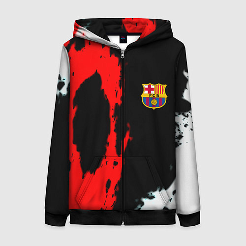 Женская толстовка на молнии Barcelona fc краски спорт / 3D-Черный – фото 1