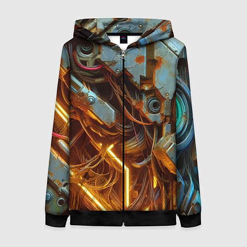 Женская толстовка на молнии Cyber armor - ai art / 3D-Черный – фото 1