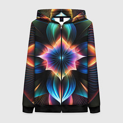 Толстовка на молнии женская Графические лепестки радужные, цвет: 3D-черный