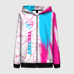 Толстовка на молнии женская Arsenal neon gradient style по-вертикали, цвет: 3D-черный