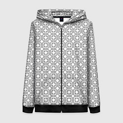 Женская толстовка на молнии Черный геометрический узор на белом фоне