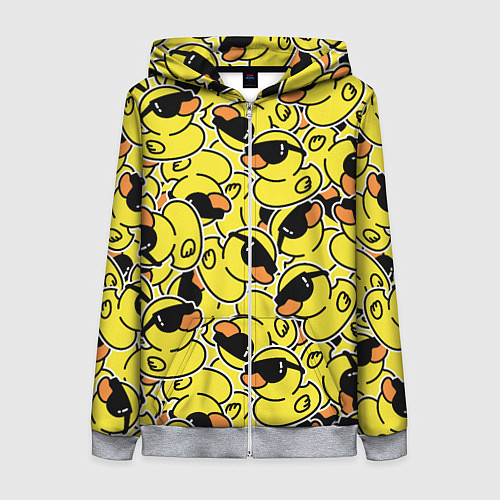 Женская толстовка на молнии Уточки в очках / 3D-Меланж – фото 1