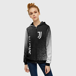 Толстовка на молнии женская Juventus sport на темном фоне вертикально, цвет: 3D-черный — фото 2