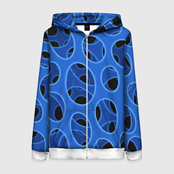 Толстовка на молнии женская Синяя мембрана с перфорацией, цвет: 3D-белый
