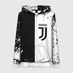 Толстовка на молнии женская Juventus краски текстура спорт, цвет: 3D-белый