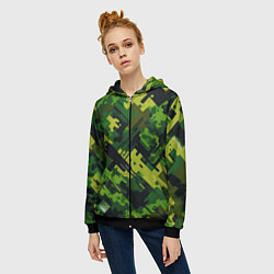 Толстовка на молнии женская Camouflage - pattern ai art, цвет: 3D-черный — фото 2