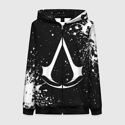 Толстовка на молнии женская White logo of assasin, цвет: 3D-черный