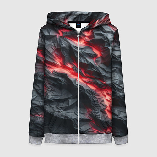 Женская толстовка на молнии Раскаленная лава на горных камнях / 3D-Меланж – фото 1