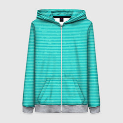 Толстовка на молнии женская Ментоловый текстурированный в полоску, цвет: 3D-меланж