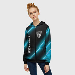 Толстовка на молнии женская Sevilla неоновые лампы, цвет: 3D-черный — фото 2