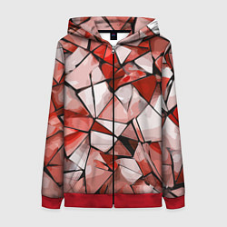 Женская толстовка на молнии Чёрно-красная абстракция и чёрные полосы