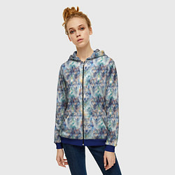 Толстовка на молнии женская Паттерн из волков, цвет: 3D-синий — фото 2