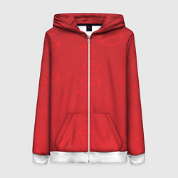 Толстовка на молнии женская Паттерн алый контур губ на красном - lips red, цвет: 3D-белый