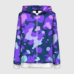 Женская толстовка на молнии Паттерн с розовыми фиолетовыми и голубыми пятнами