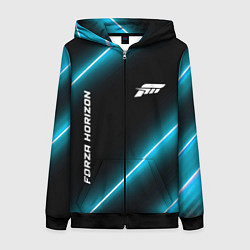 Толстовка на молнии женская Forza Horizon неоновые лампы, цвет: 3D-черный