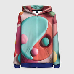 Толстовка на молнии женская Пластилиновый медальон с шариками, цвет: 3D-синий
