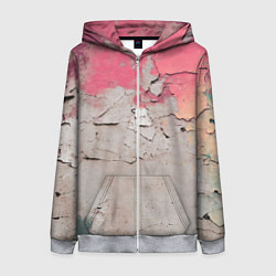Толстовка на молнии женская Старая стена с краской, цвет: 3D-меланж