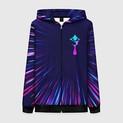 Толстовка на молнии женская Hellsing neon blast lines, цвет: 3D-черный