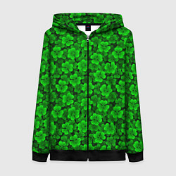 Толстовка на молнии женская Клеверный узор паттерновый, цвет: 3D-черный
