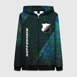 Толстовка на молнии женская Hoffenheim glitch blue, цвет: 3D-черный