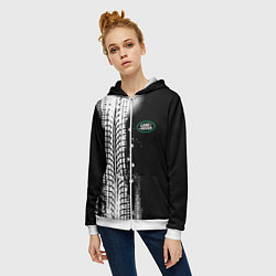 Толстовка на молнии женская Ленд Ровер - следы от шин, цвет: 3D-белый — фото 2