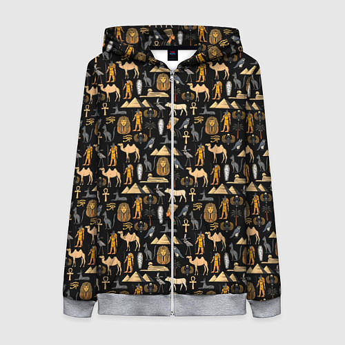 Женская толстовка на молнии Древний Египет - паттерн / 3D-Меланж – фото 1