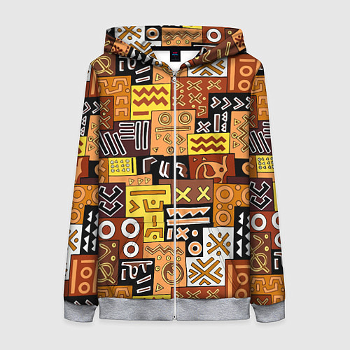 Женская толстовка на молнии Африканские этнический коллаж / 3D-Меланж – фото 1
