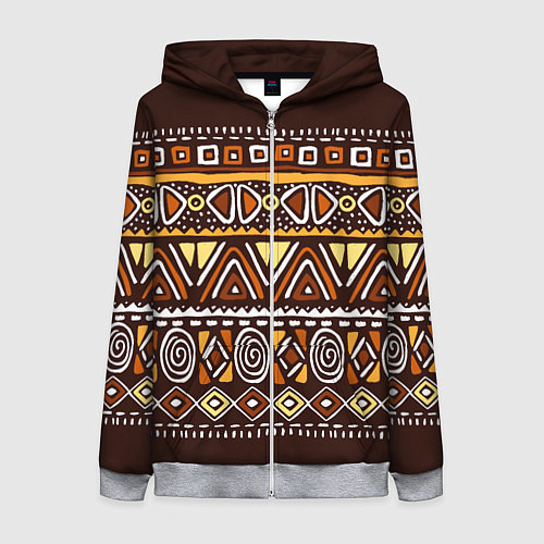 Женская толстовка на молнии Африканский традиционный орнамент / 3D-Меланж – фото 1