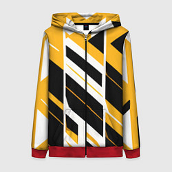 Женская толстовка на молнии Black and yellow stripes on a white background