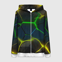 Женская толстовка на молнии Неоновые яркие зеленые плиты с желтым светом