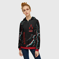 Толстовка на молнии женская Assassins Creed strom, цвет: 3D-красный — фото 2