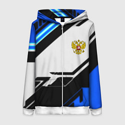 Толстовка на молнии женская Россия геометрия текстура, цвет: 3D-белый