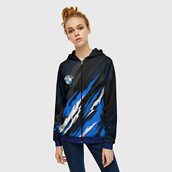 Толстовка на молнии женская БМВ - синий гексагон, цвет: 3D-синий — фото 2