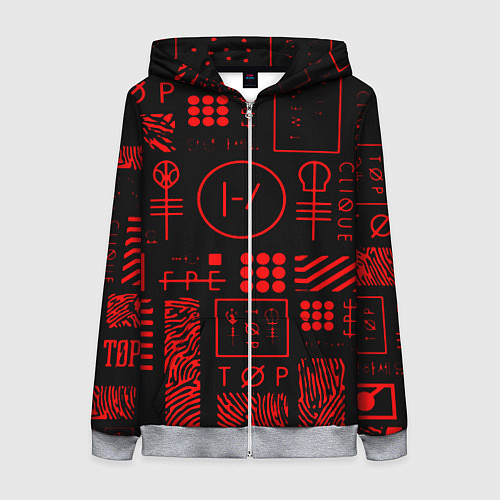 Женская толстовка на молнии Twenty one pilots pattern rock / 3D-Меланж – фото 1