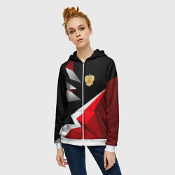 Толстовка на молнии женская Russia uniform - красный и черный, цвет: 3D-белый — фото 2