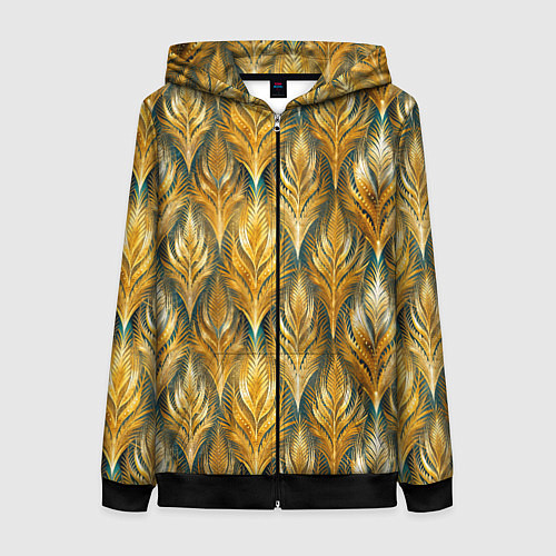 Женская толстовка на молнии Золото осени травинки / 3D-Черный – фото 1