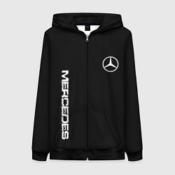 Толстовка на молнии женская Mercedes benz logo white auto, цвет: 3D-черный