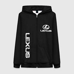 Толстовка на молнии женская Lexus white logo auto, цвет: 3D-черный
