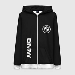 Толстовка на молнии женская BMW logo white auto, цвет: 3D-белый