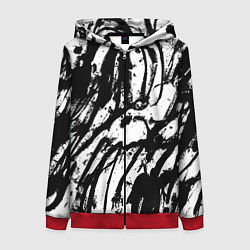 Толстовка на молнии женская Чёрно-белая абстракция: нейросеть, цвет: 3D-красный