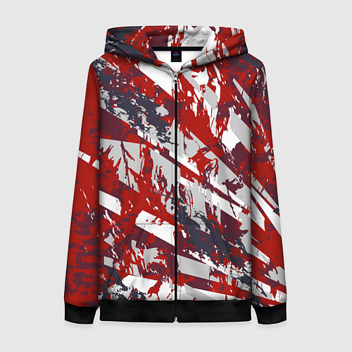 Женская толстовка на молнии Яркий абстрактный узор для спорта / 3D-Черный – фото 1