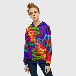 Толстовка на молнии женская Абстрактные волнистые линии, цвет: 3D-синий — фото 2